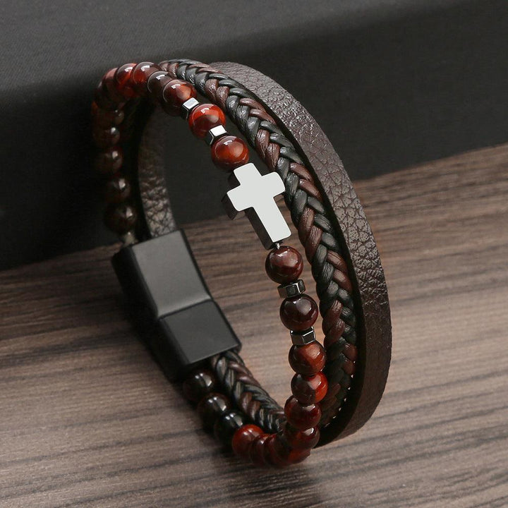 Men's Fashion Natural Stone Stainless Steel Bracelet - Super Amazing Store