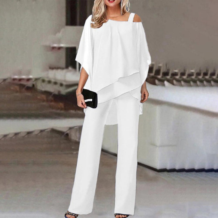 Solid Color Loose Batwing Sleeve Trousers Irregular Suit-Super Amazing Store