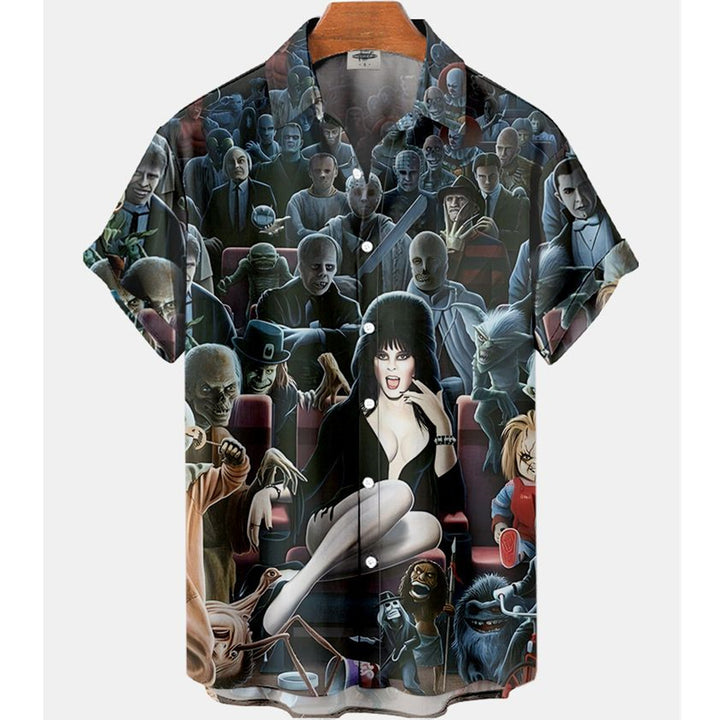 Men's Short-sleeved Shirt Four-sided Stretch 3D Digital Q2