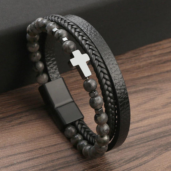 Men's Fashion Natural Stone Stainless Steel Bracelet - Super Amazing Store