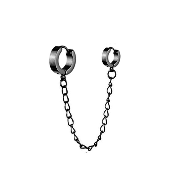 Men's And Women's Fashion Simple Stainless Steel Round Binaural Buckle Chain Earrings - Super Amazing Store