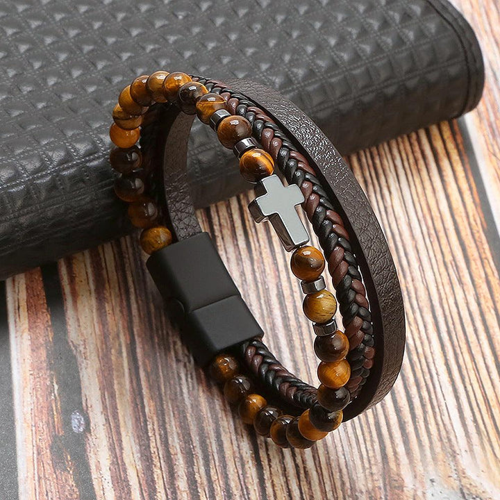 Men's Fashion Natural Stone Stainless Steel Bracelet - Super Amazing Store