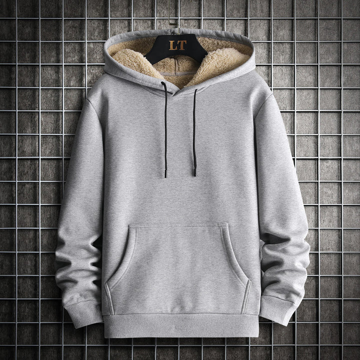 Men's Fashion Casual Fleece-lined Thickened Hooded Sweatshirt Q2