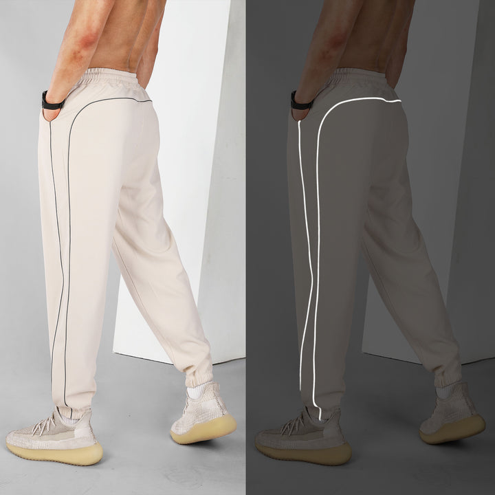 Running Training Reflective Ankle-tied Slim Fit Exercise Casual Pants Men Q2