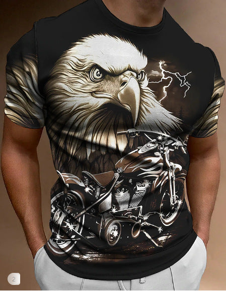 Retro Biker's Printed Round Neck Short Sleeve T-shirt Super Amazing Store