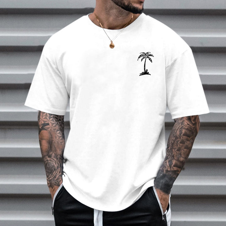 Men's Round Neck Printed Simple Pullover Short Sleeve T-shirt Q2