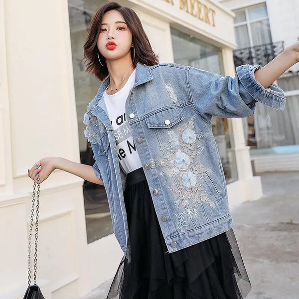 Ripped Denim Short Jacket Women Loose Jacket - Super Amazing Store