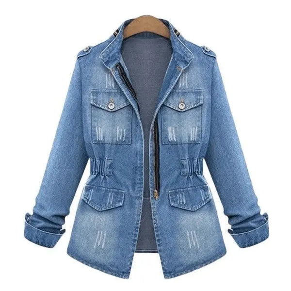 SAS Women Casual Denim Jacket Jeans Tops Half Sleeve Trucker Coat Outerwear - Super Amazing Store