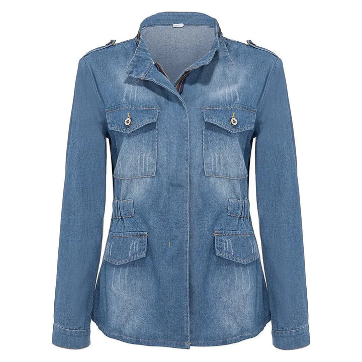 SAS Women Casual Denim Jacket Jeans Tops Half Sleeve Trucker Coat Outerwear - Super Amazing Store