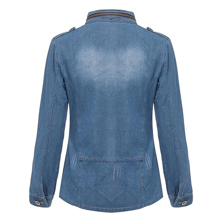 SAS Women Casual Denim Jacket Jeans Tops Half Sleeve Trucker Coat Outerwear - Super Amazing Store