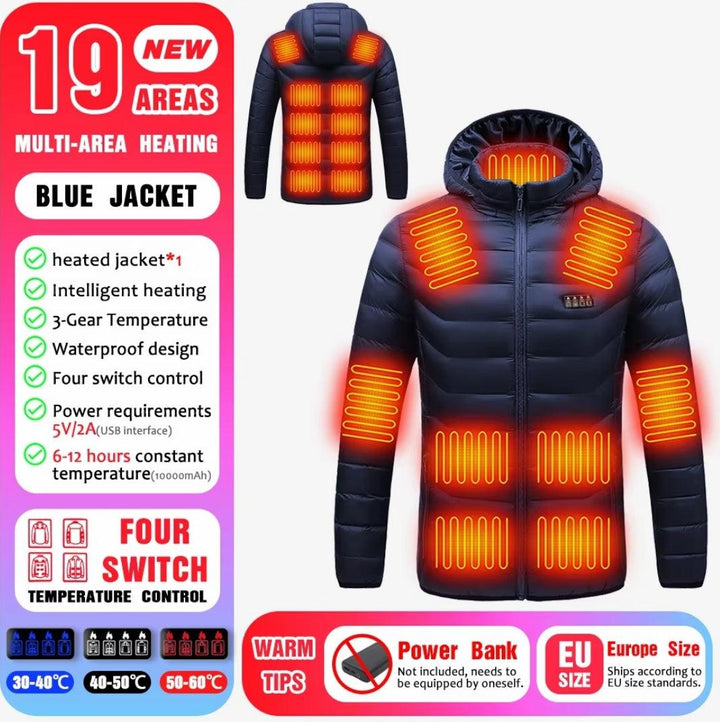 24 Areas Heated Cotton Clothes Jacket USB Heating Jacket Warm Snowfield heated Vests S-6xl Super Amazing Store