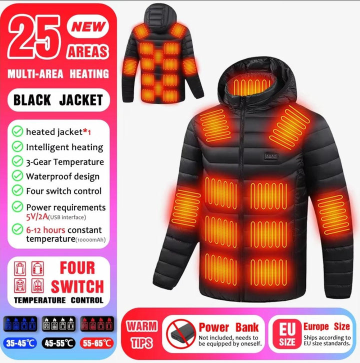 24 Areas Heated Cotton Clothes Jacket USB Heating Jacket Warm Snowfield heated Vests S-6xl Super Amazing Store