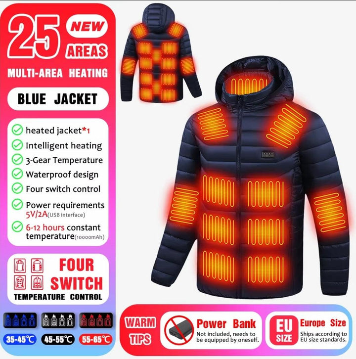 24 Areas Heated Cotton Clothes Jacket USB Heating Jacket Warm Snowfield heated Vests S-6xl Super Amazing Store