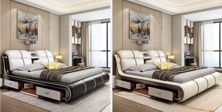 Multi-Functional Smart Bed Double storage Queen Cowhide Leather Bed King Cowhide Leather Bed-Super Amazing Store