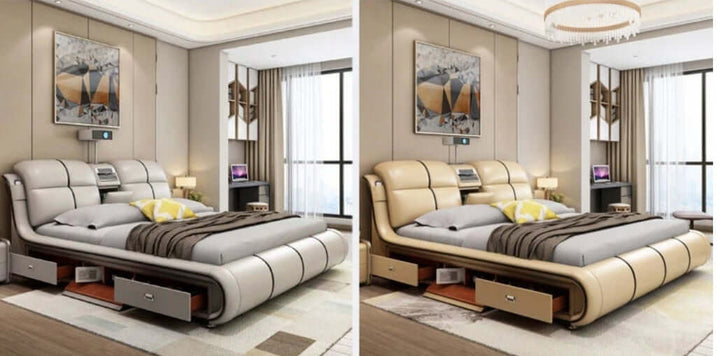 Multi-Functional Smart Bed Double storage Queen Cowhide Leather Bed King Cowhide Leather Bed-Super Amazing Store