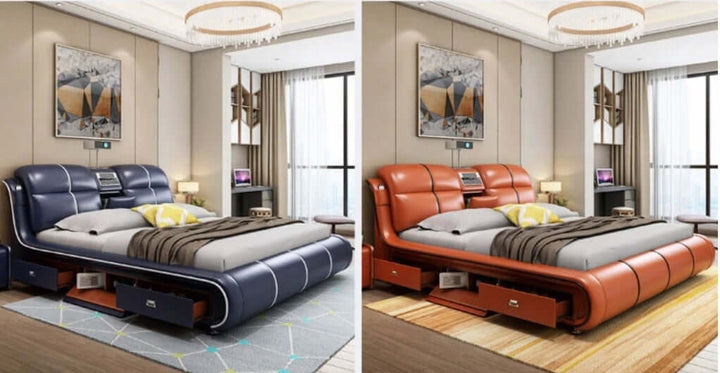 Multi-Functional Smart Bed Double storage Queen Cowhide Leather Bed King Cowhide Leather Bed-Super Amazing Store