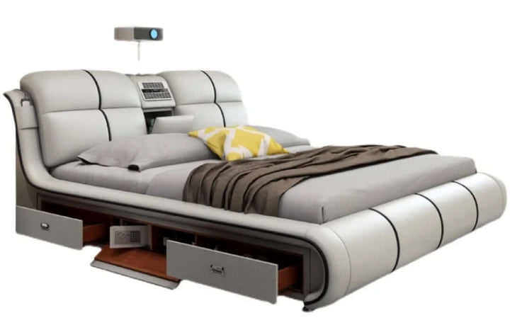 Multi-Functional Smart Bed Double storage Queen Cowhide Leather Bed King Cowhide Leather Bed-Super Amazing Store