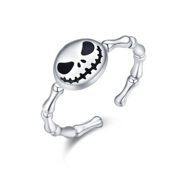Skull Ring Sterling Silver Adjustable Jack Shillington Rings Halloween Thumb Rings - Super Amazing Store