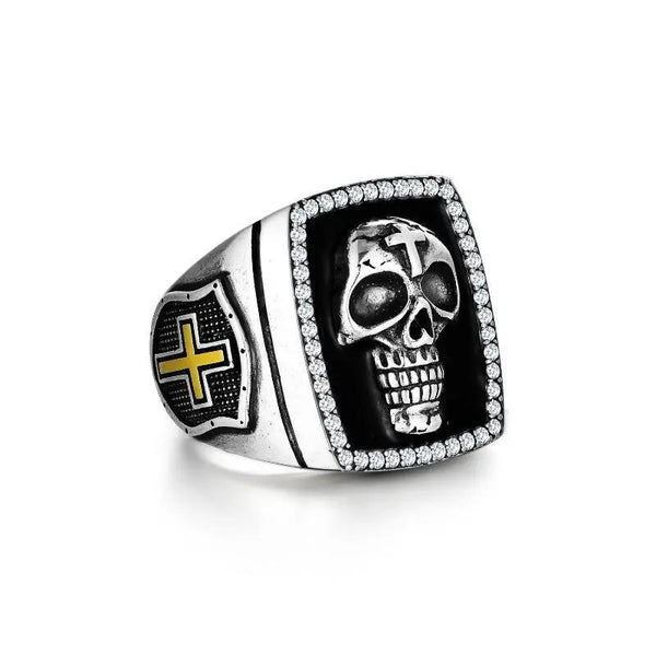 Sterling Silver Cross Skull Rings for Men Halloween Jewelry - Super Amazing Store