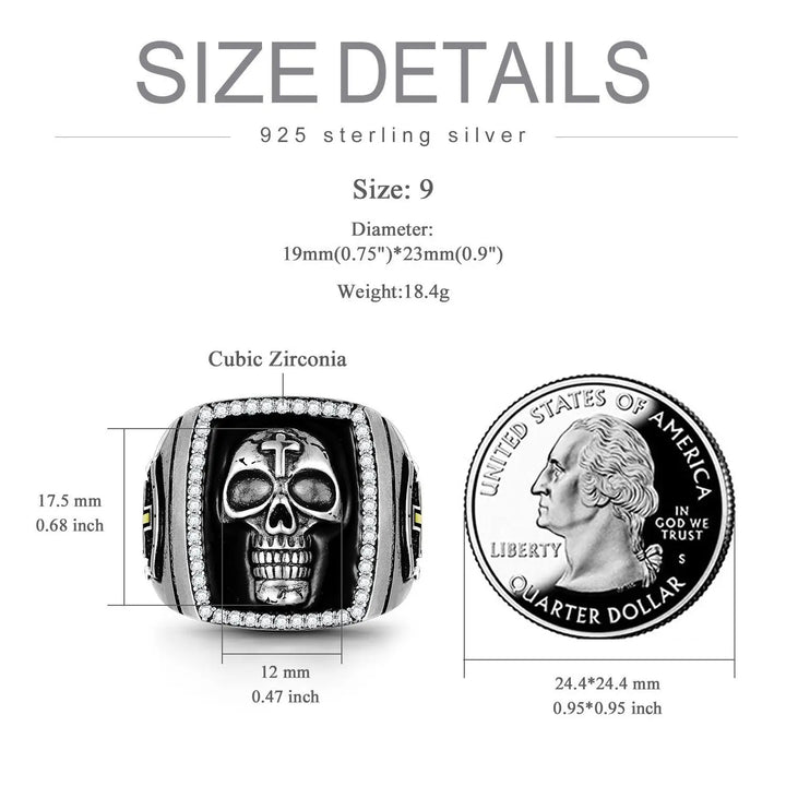 Sterling Silver Cross Skull Rings for Men Halloween Jewelry - Super Amazing Store