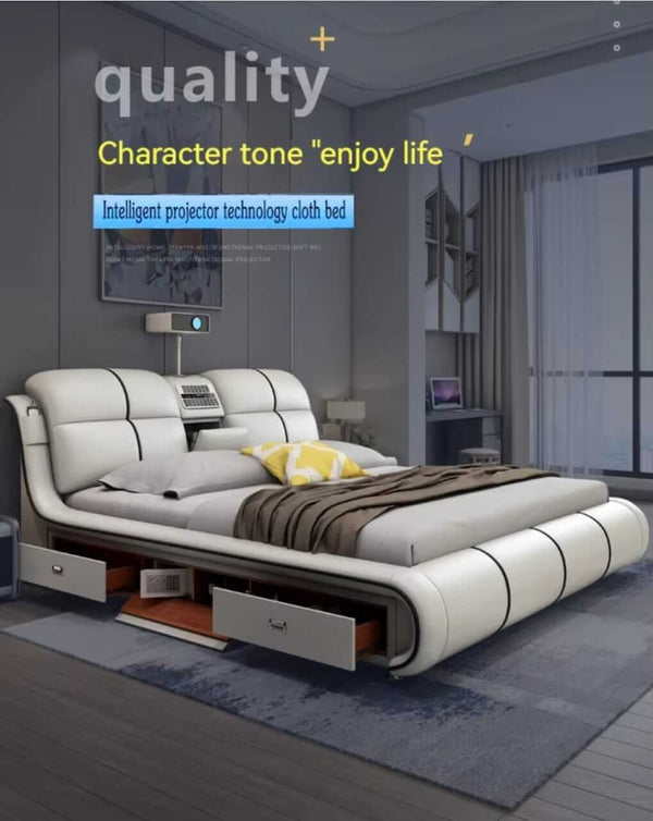 Multi-Functional Smart Bed Double storage Queen Cowhide Leather Bed King Cowhide Leather Bed-Super Amazing Store