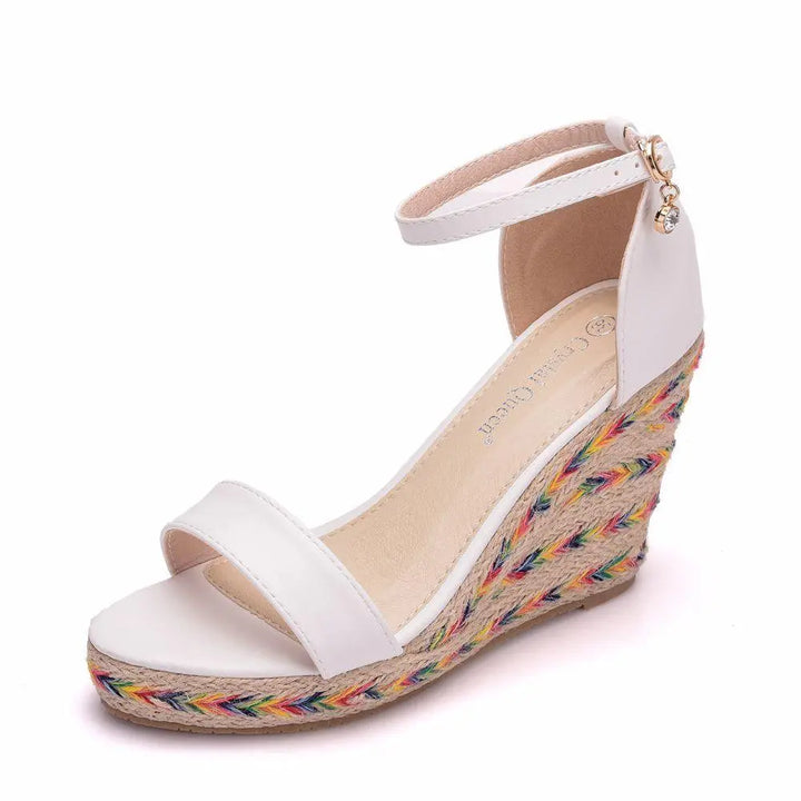 White Wedge Sandals for Womens Open Toe Walking Summer Roman Style High Heels Breathable Sandal - Super Amazing Store