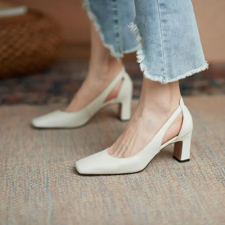 White Women With Thick Rice Heels And High Heels - Super Amazing Store