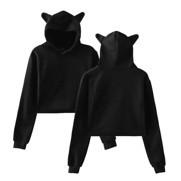 Women Hoodies Teen Girls Cat Hoodie Cat Ear Hooded Sweatshirt Leak Navel Blouse Hoodie Crop Top Pullover - Super Amazing Store