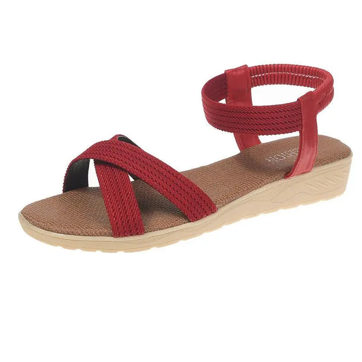 Women Sandals Ladies Fashion Casual Flat Sandals Shoes Solid Color Summer Comfortable Sandals - Super Amazing Store