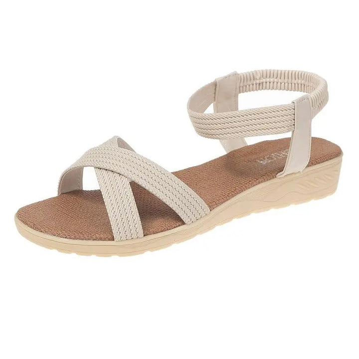 Women Sandals Ladies Fashion Casual Flat Sandals Shoes Solid Color Summer Comfortable Sandals - Super Amazing Store