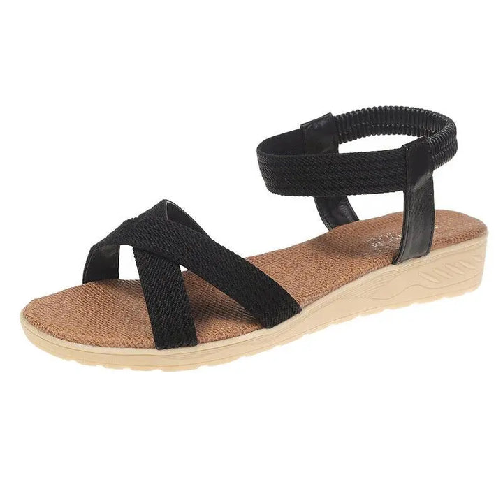 Women Sandals Ladies Fashion Casual Flat Sandals Shoes Solid Color Summer Comfortable Sandals - Super Amazing Store