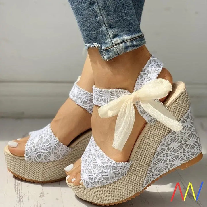 Women Wedges Heeled Women Shoes 2023 Summer Sandals Party Platform High Heels Shoes Woman Lace Leisure Sandal,36,Gold - Super Amazing Store