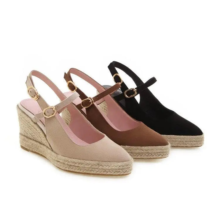 Women's Buckled Espadrille Platform Wedge Sandals Retro Ankle Strap Comfort Slingback Pumps - Super Amazing Store