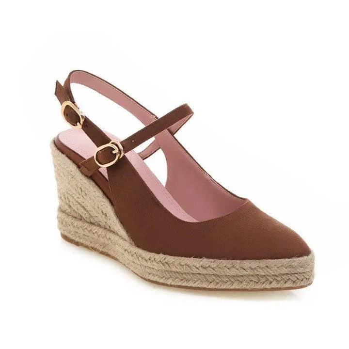 Women's Buckled Espadrille Platform Wedge Sandals Retro Ankle Strap Comfort Slingback Pumps - Super Amazing Store