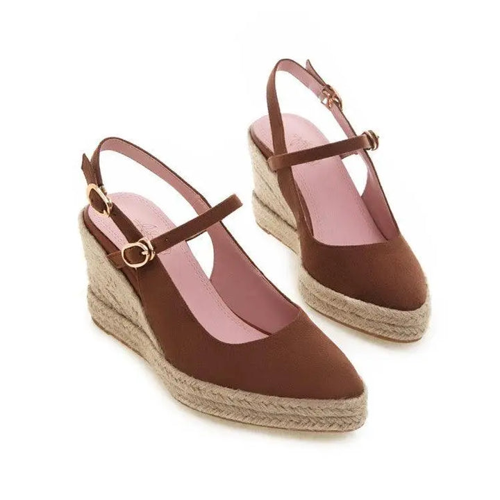 Women's Buckled Espadrille Platform Wedge Sandals Retro Ankle Strap Comfort Slingback Pumps - Super Amazing Store