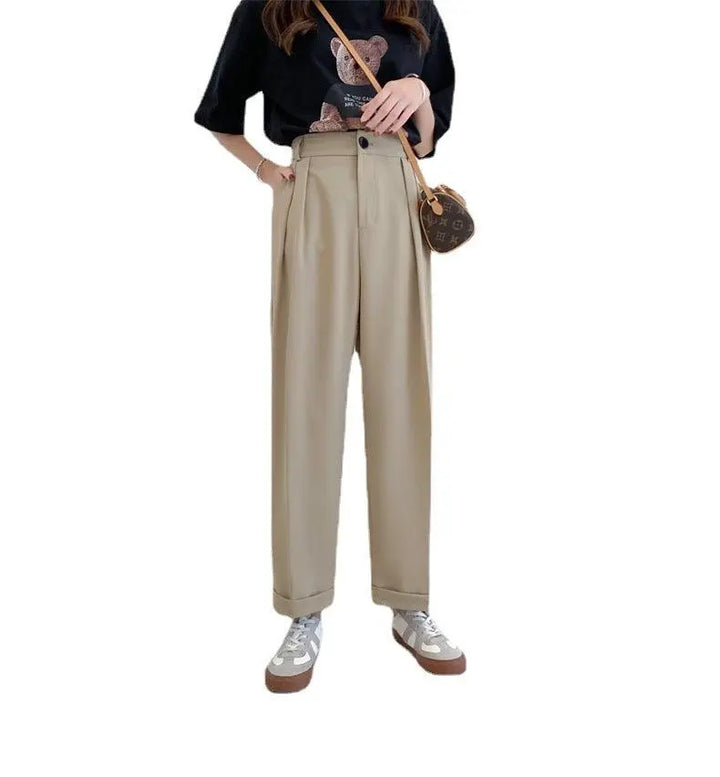 Women's Casual Pants Loose, Thin, High-waisted Temperament, All-match Nine-point Straight Suit Pants Women - Super Amazing Store