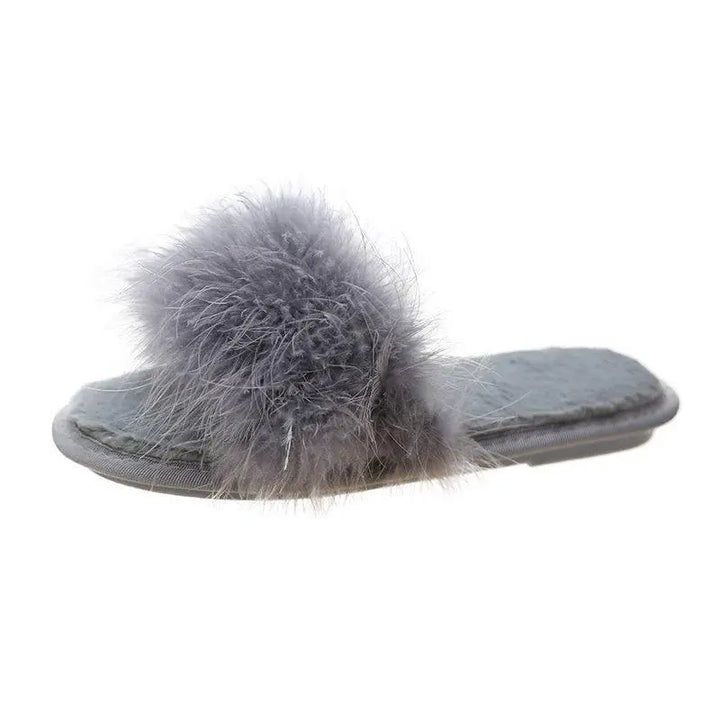 Women's Furry Faux Fur Slippers Cozy Memory Foam House Slippers Soft Comfy Flat Slide Sandals Indoor - Super Amazing Store