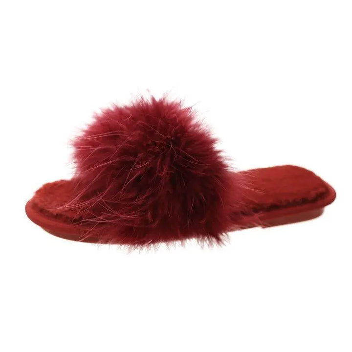 Women's Furry Faux Fur Slippers Cozy Memory Foam House Slippers Soft Comfy Flat Slide Sandals Indoor - Super Amazing Store