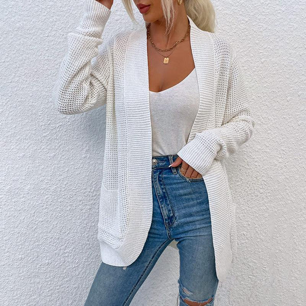 Women's Knitted Sweater Hem Curved Pocket Sweater Women's Jacket - Super Amazing Store