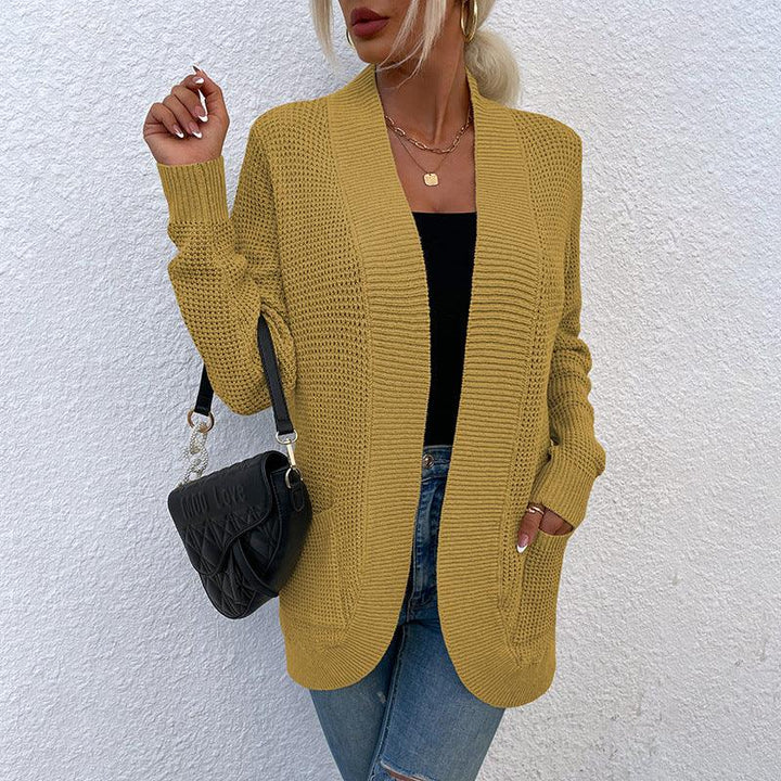 Women's Knitted Sweater Hem Curved Pocket Sweater Women's Jacket - Super Amazing Store