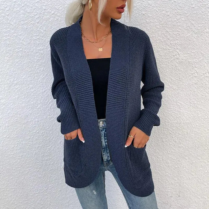 Women's Knitted Sweater Hem Curved Pocket Sweater Women's Jacket - Super Amazing Store