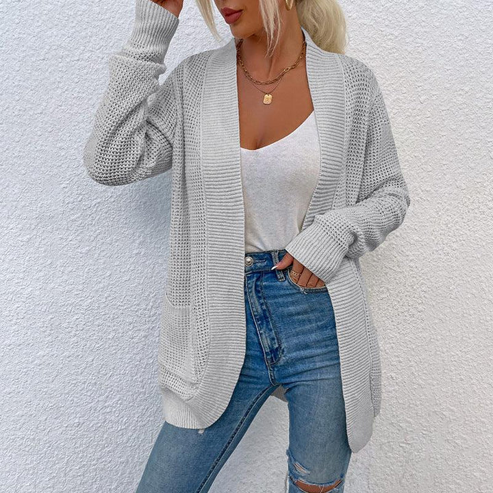 Women's Knitted Sweater Hem Curved Pocket Sweater Women's Jacket - Super Amazing Store