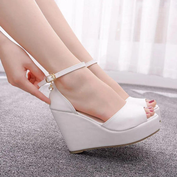 Women's Wedding Shoes, Elegant Hemp Rope Weave Wedge Heel Bridal Sandals, Wedding Party Stage Performance Everyday Beach Vacation Pumps - Super Amazing Store