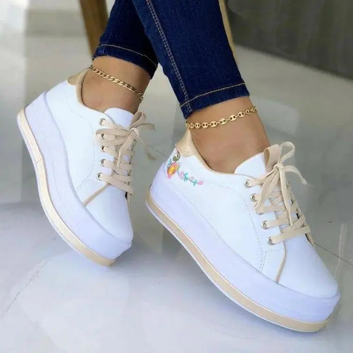 Womens Flats Comfort Walking Shoes Lace Up Sneakers Work Casual Skate Shoe Low Top Non Slip Sneaker - Super Amazing Store