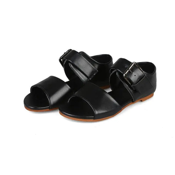 Womens New Fashion Leather Sandals Summer Fashion Open Toe Design Flat Sandals with Buckle - Super Amazing Store