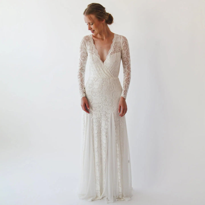 Wrap  Mermaid Wedding Dress #1239 - Super Amazing Store