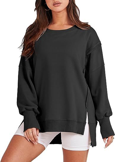 Solid Oversized Sweatshirt Crew Neck Long Sleeve - Super Amazing Store