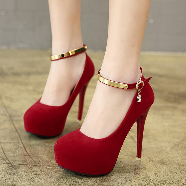 Women Pumps Metal Ankle Strap Q2