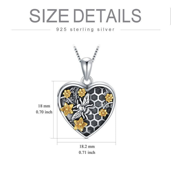 Bee Necklace Sterling Silver Bee Photo Sunflower Heart Locket Forever In My Heart Necklace Jewelry - Super Amazing Store
