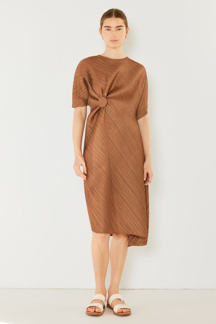 Marina West Swim Pleated Dolman Sleeve Dress Trendsi